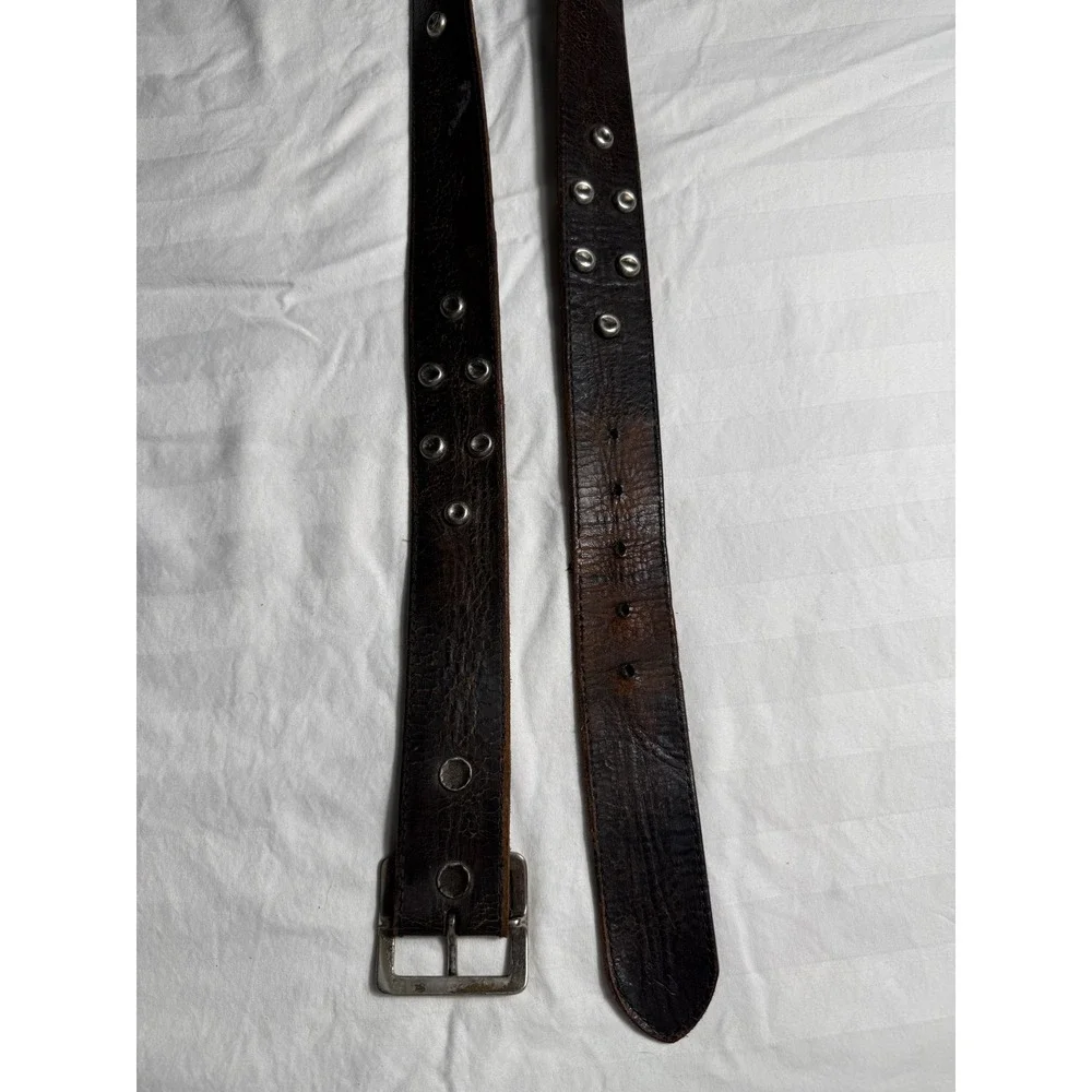 Vintage American Eagle Outfitters Mens Brown Distressed Studded Leather Belt 36
